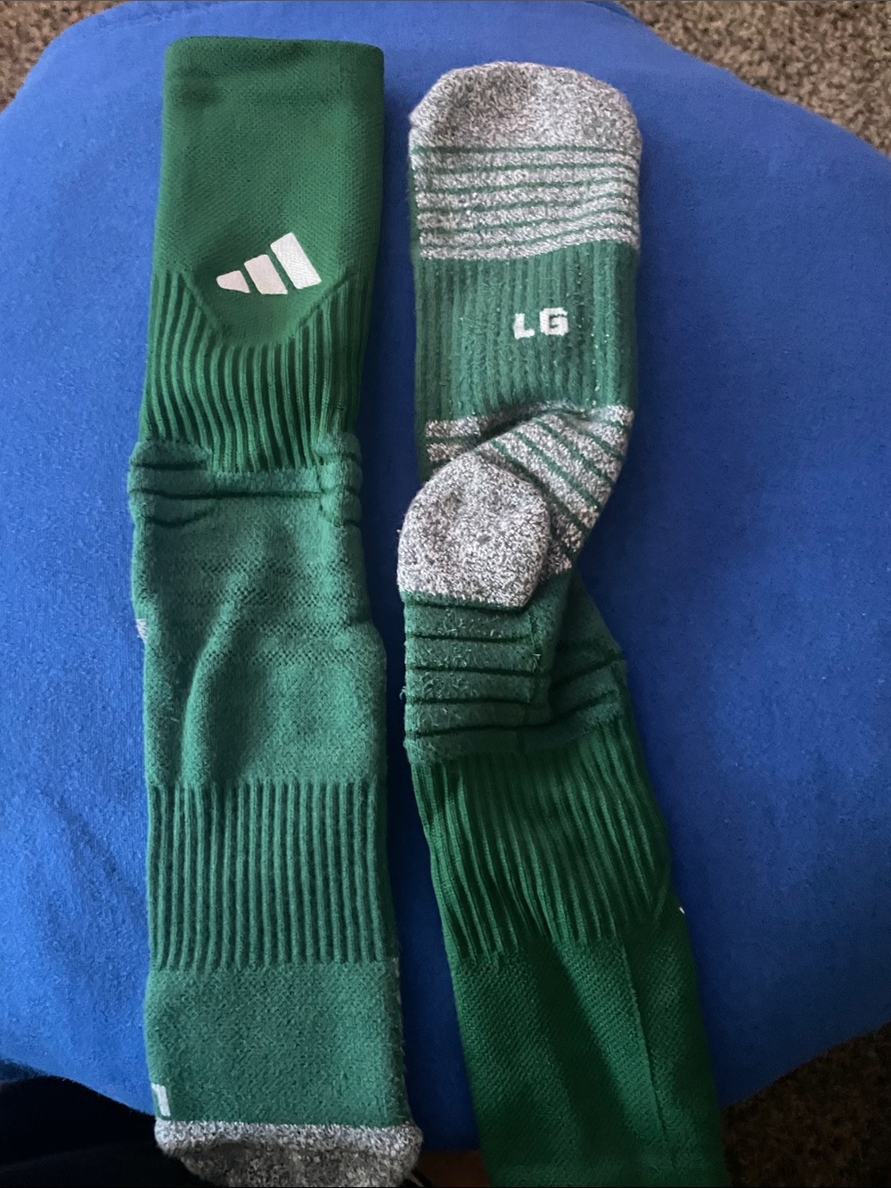adidas Men’s Green large Crew Athletic Socks with Gray Accents